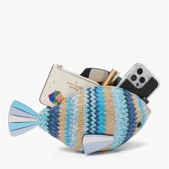 Kate Spade What A Catch 3D Fish Crossbody Bag Novelty Purse Blue NWT - Picture 6 of 8
